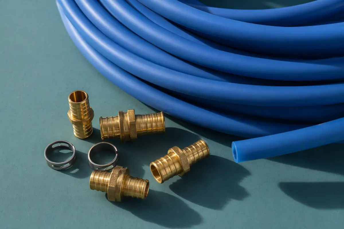 Repipe: the parts for the job on a verdigris board